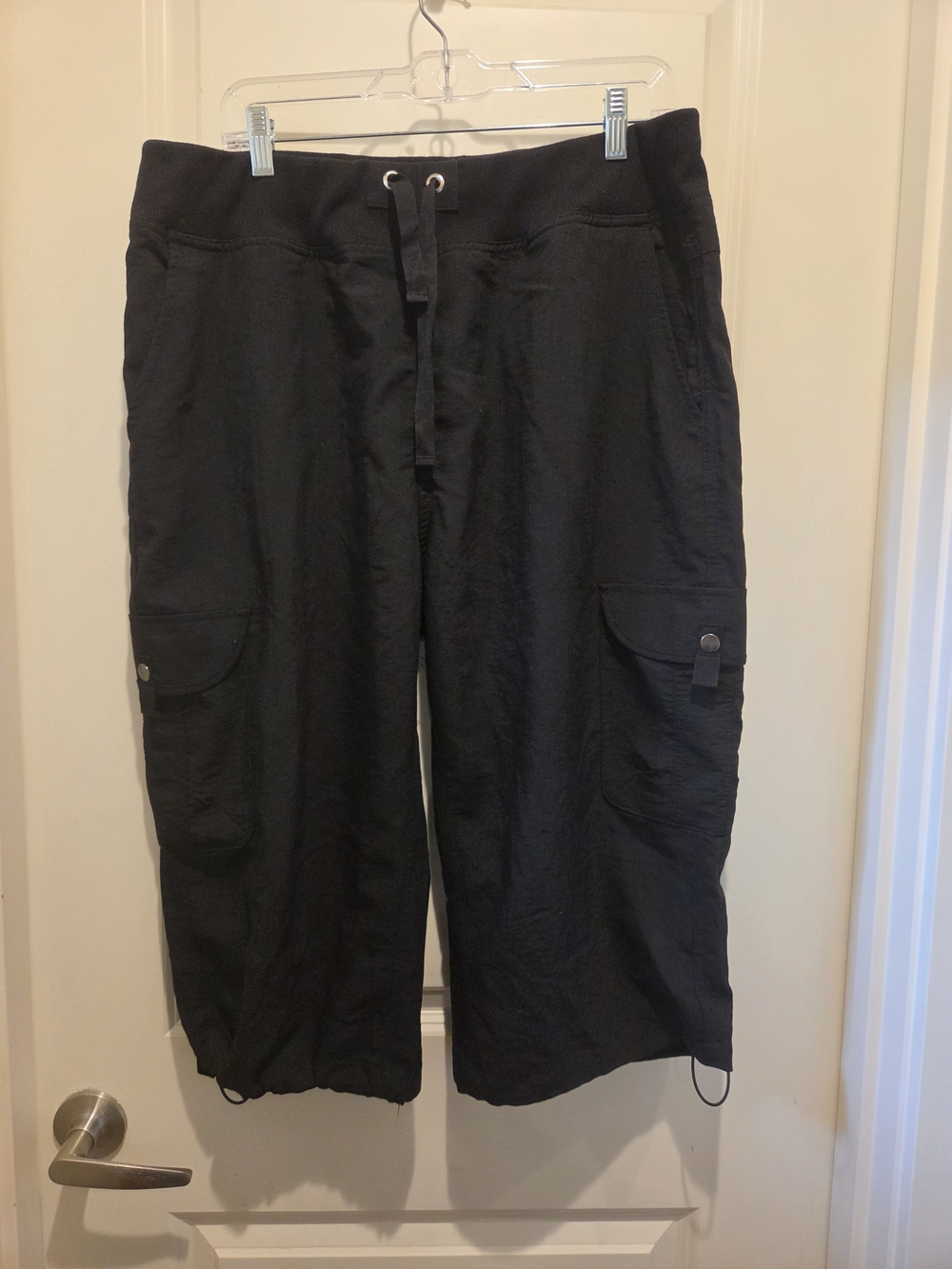 Black Women's Cargo Capris with Drawstring Waist